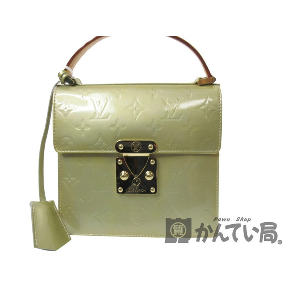 LOUIS VUITTON Spring Street Monogram Vernis Gris Yellow Green Handbag